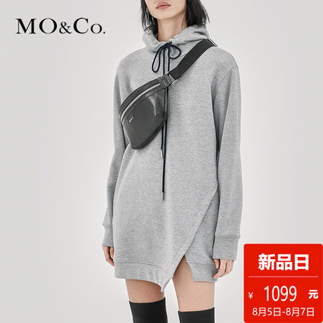 MOCO2018秋季新品连帽刺绣拉链卫衣连衣裙MA183DRS208 摩安珂商品大图