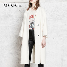 MOCO纯色羊毛V领按扣中长款外套女MA173OVC108   摩安珂图片