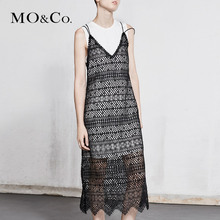 MOCO2018春季新品镂空蕾丝两件套连衣裙MA181DRS124 摩安珂图片