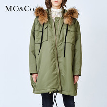 MOCO宽松男友风貉子毛领夹棉大衣MA174COT504  摩安珂图片