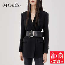 MOCO2018秋季新品复古翻领纯色羊织西装外套MA183JKT116 摩安珂图片