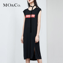 MOCO2018夏季新品个性复古丝绒系带连衣裙 MA182DRS205摩安珂图片