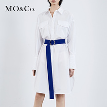 MOCO连衣裙2018春新款女衬衫裙女 中长款 MA181DRS109 摩安珂图片