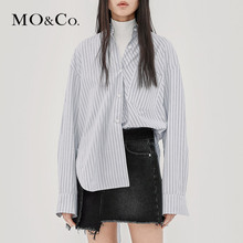 MOCO2018秋季新品翻领条纹宽袖轻薄衬衫MA183SHT102 摩安珂图片
