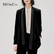 MOCO2018秋季新品复古丝绒飘带纯色西装外套MA183JKT201 摩安珂图片