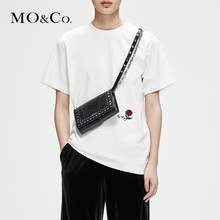 MOCO2018秋季新品套头圆领玫瑰刺绣图案T恤 MT183TEE203摩安珂图片