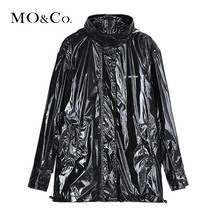 MOCO2018秋季新品字母印花漆皮风衣外套MA183JKT119 摩安珂图片