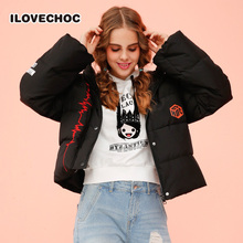 ILOVECHOC我爱巧克力新品潮女装时尚修身短款外套连帽羽绒服图片
