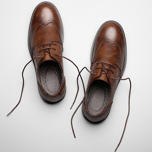 男士商务真皮棕色休闲皮鞋