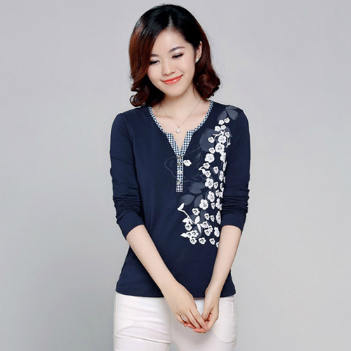 纯棉长袖T恤女打底小衫30-35-40岁春装上衣2