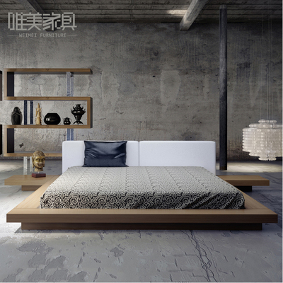 实木橡木床简约北欧日式榻榻米床现代卧室1.8米双人软靠背床促销是什么档次