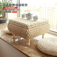 地台玉米皮草编炕桌榻榻米茶几小桌子飘窗桌炕几茶桌床上桌地桌