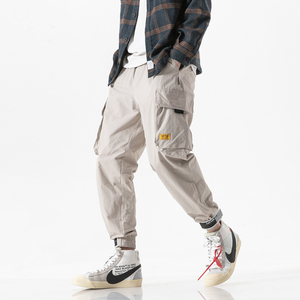 日系潮流工装裤男春款小脚收口裤魔术贴韩版束脚裤锥形休闲长裤男