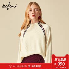【全羊绒】伊芙丽2018冬装新款半高领打底衫女宽松羊绒衫套头毛衣图片