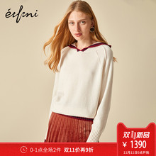 【全羊绒】伊芙丽2018冬装新款韩版连帽打底衫女羊绒衫套头毛衣女图片