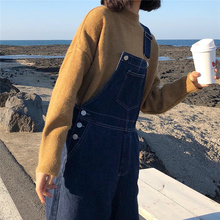 宽松百搭直筒连体裤女2019春款韩版学生减龄阔腿牛仔背带裤春季潮