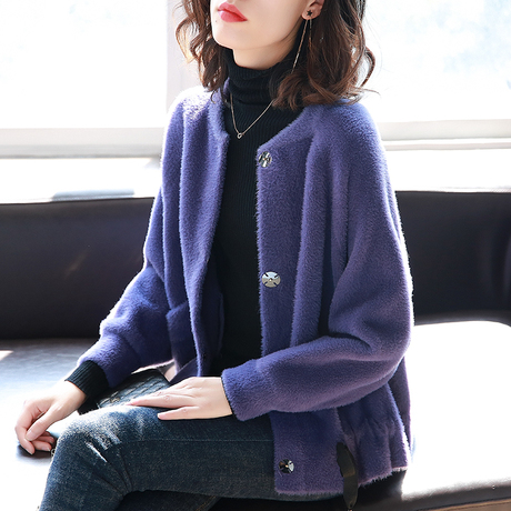 宝诗黎长袖厚外套女秋冬2018新款chic宽松休闲上衣女港风复古女装商品大图