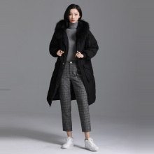 索菲丝尔2018冬季新款羽绒服女中长款韩版连帽大毛领加厚保暖防寒图片