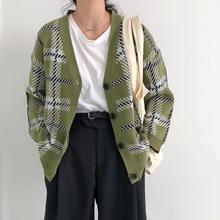 外套女 韩国chic学院风秋季百搭甜美小清新格纹针织毛衣开衫