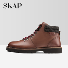 SKAP冬新品 擦色男鞋 撞色系带侧拉链马丁靴15816021