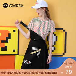 歌美瑞2019夏装新款宽松显瘦A字背带裙短裙女装ins超火的宽松裙子