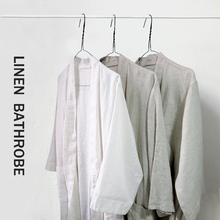 DESIGN IVY法国纯亚麻男女春夏简约宽松系带天然全麻度假睡袍居家