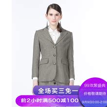 淑女屋2018年秋季新款军绿千鸟格西装修身小外套图片