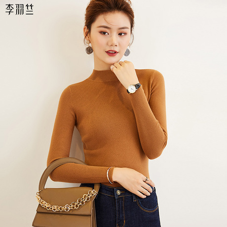 糖果色毛衣女春秋2018新款女装半高领纯色套头修身针织衫韩版秋装商品大图