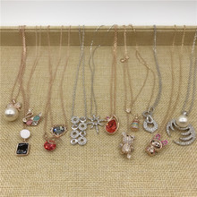 库存品牌施华洛水晶短款项链简约镶钻保色镀真金吊坠女锁骨链E12