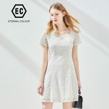 Eternal．Color/永恒颜色永恒颜色2018新款纯色蕾丝修身连衣裙图片