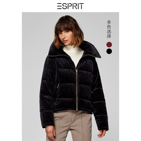 ESPRIT EDC女装冬新款丝绒棉衣韩版面包服短外套女-118CC1G006商品大图