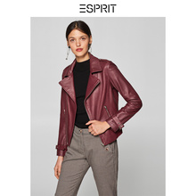 ESPRIT 女装秋新款商场同款纯色修身机车小皮衣外套女-098EO1G057图片