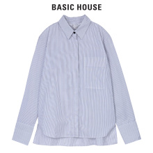 Basic House/百家好冬季加厚衬衫女长袖条纹立领韩版衬衫HQWS725B图片