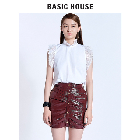 Basic House/百家好冬季性感皮裙包臀裙短裙OL风格韩版HRSK720E商品大图