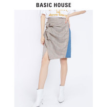 Basic House/百家好秋冬季新款格子拼接半身裙韩版中裙HSSK720C图片