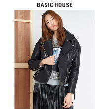 Basic House/百家好冬款短款拉链夹克外套朋克风帅气时尚HPLT725A图片