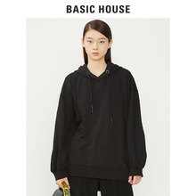 Basic House/百家好2018冬季新款纯色连帽宽松卫衣女加绒HSTS721K图片