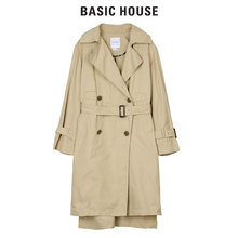 Basic House/百家好冬季新款双排扣翻领收腰中长款风衣女HRCA725A图片