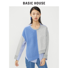 Basic House/百家好冬季新款个性化街头风长袖衬衫V领HSWS721B图片