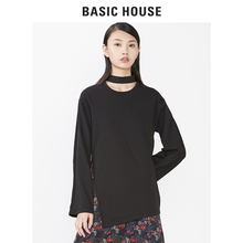 Basic House/百家好秋冬新款开叉圆领时髦纯色卫衣女HRTS729A图片