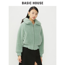 Basic House/百家好冬季新款纯色拉链POLO领短外套加绒款HSRF721C图片