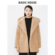 Basic House/百家好18冬新款大衣女毛绒加厚短款毛呢外套HSRF728E图片