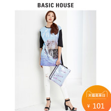 Basic House/百家好夏季新款韩版印花圆领款T恤女士短袖HPTS322R图片
