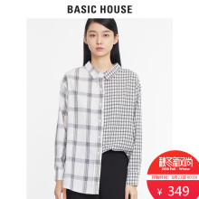 Basic House/百家好秋季新款拼色格子条纹长袖宽松衬衫女HSWS628F图片