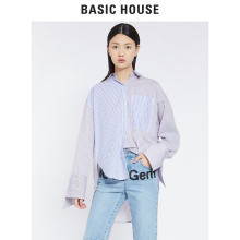 Basic House/百家好2018秋季新款时尚性感镂空蕾丝衬衫女HSWS521E图片