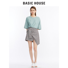 英伦格子裙蝴蝶结不对称半身裙女HRSK325A 百家好新款 House Basic