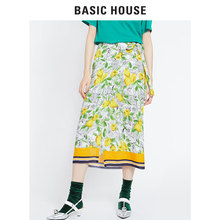 Basic House/百家好2018新款女装雪纺碎花百褶裙显瘦中裙HSSK528D图片