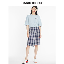 Basic House/百家好2018秋季新款格子中长款半身裙女直筒HSSK628C图片