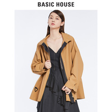 Basic House/百家好2018秋冬新款翻领大衣女长袖街头风潮HSCA720K图片