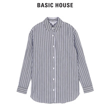 Basic House/百家好女装秋季韩版长袖常规条纹立领OL衬衫HSWS525D图片